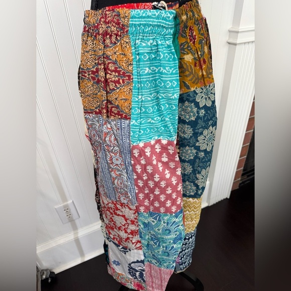NWT Kanthmandu Kantha Patchwork Wide Leg Drawstring Pants ~ One Size Fits Most - Picture 3 of 9